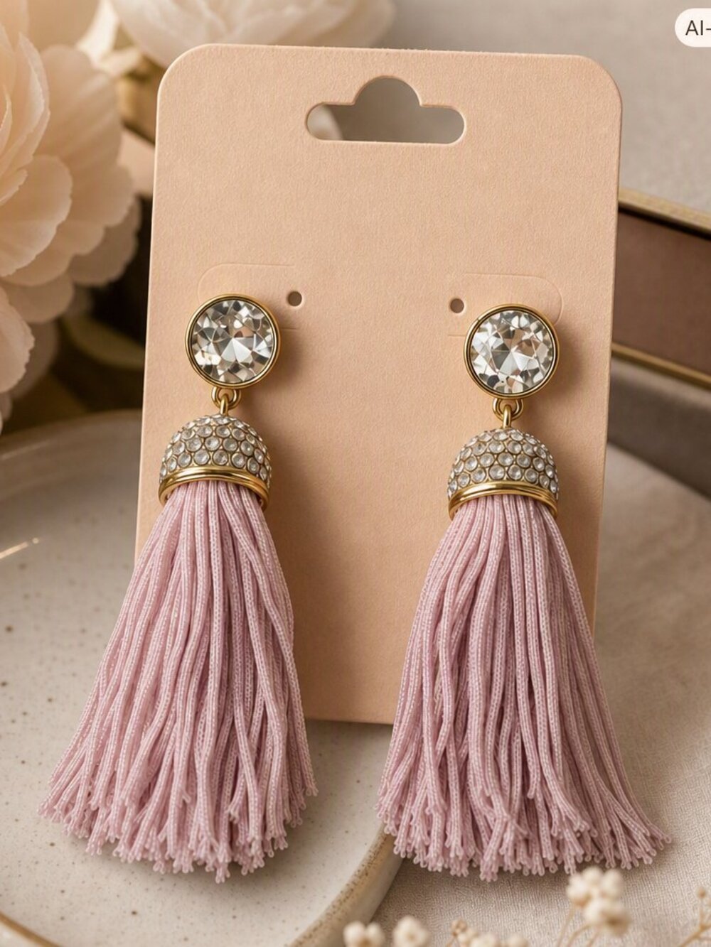 Pink Tassel Statement Earrings NWOT